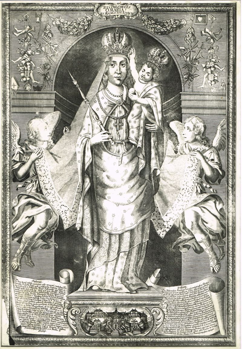 Panna Maria Křtinská na rytině J.C.Laidiga, okolo 1738