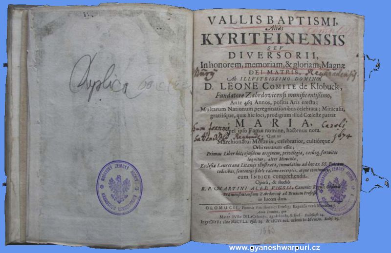 Vallis Baptismi Martina Alexandera Vigsia z roku 1663.