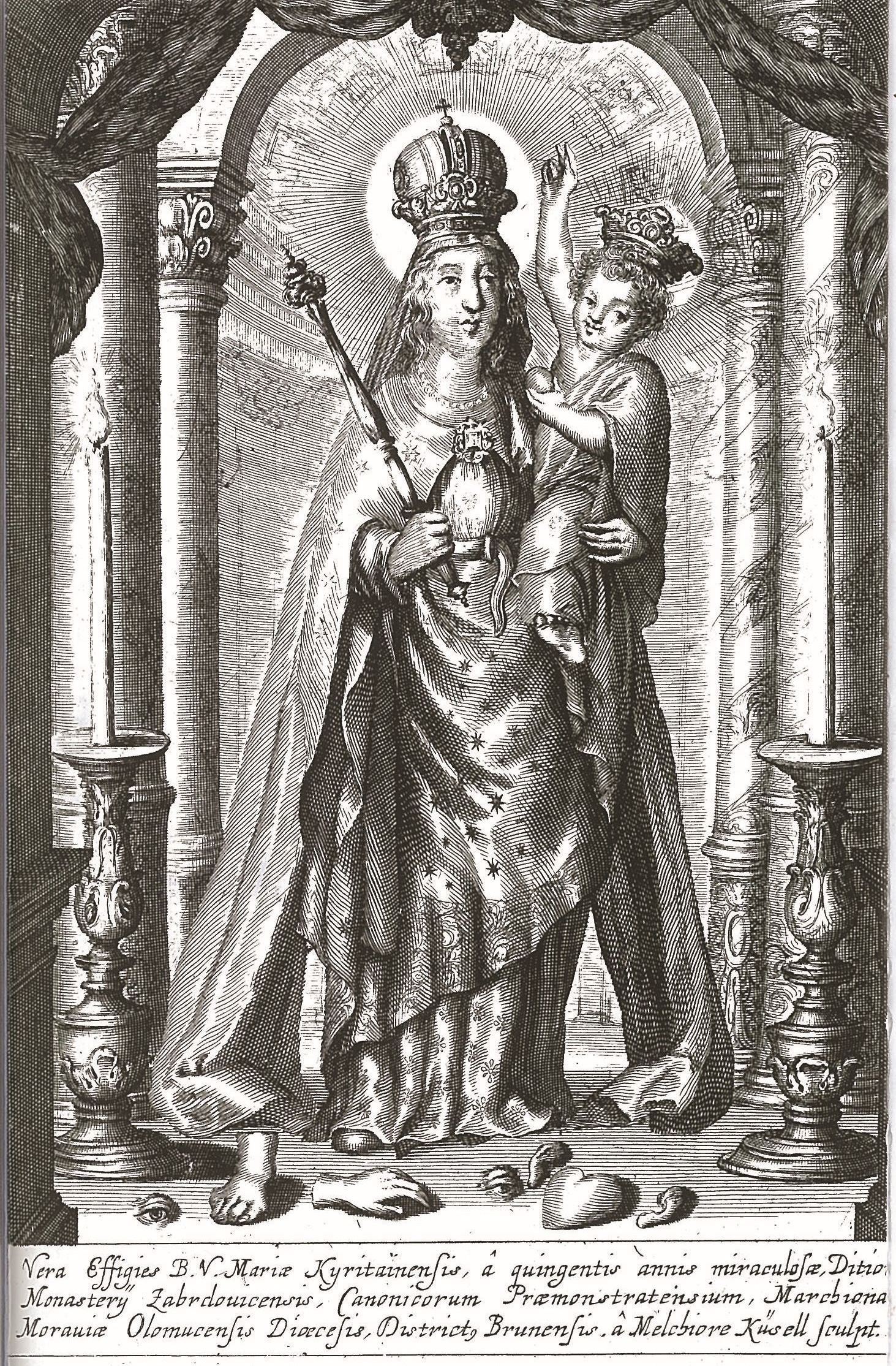 Zázračná Panna Maria Křtinská tak jak ji zveřejnil Vigsius 1663